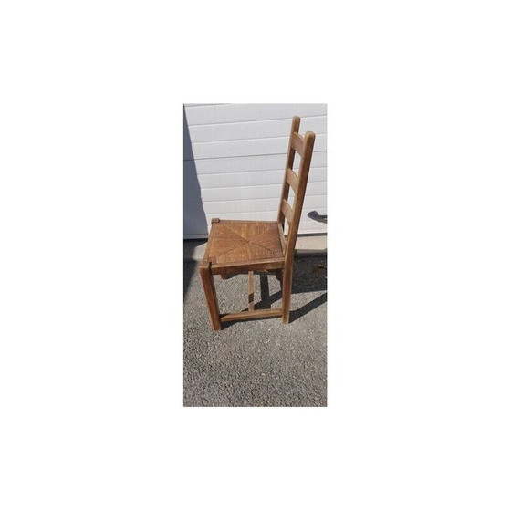 Image 1 of Set van 4 vintage houten strostoelen