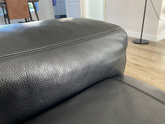 Image 1 of Natuzzi Zwart Leren Bank