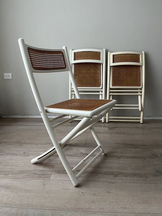 Image 1 of 3x  Vintage Set Folding Webbing Chairs 1980 Italië