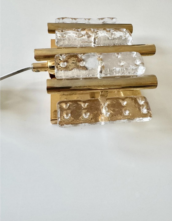 Image 1 of Hans Agne Jacobsson Orrefors Stijl Glamoureuze Vintage, Zweedse Kristallen Wandlamp, Scandinavisch Modern 70S