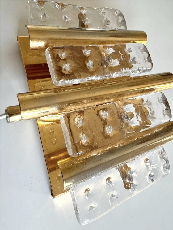 Image 1 of Hans Agne Jacobsson Orrefors Stijl Glamoureuze Vintage, Zweedse Kristallen Wandlamp, Scandinavisch Modern 70S