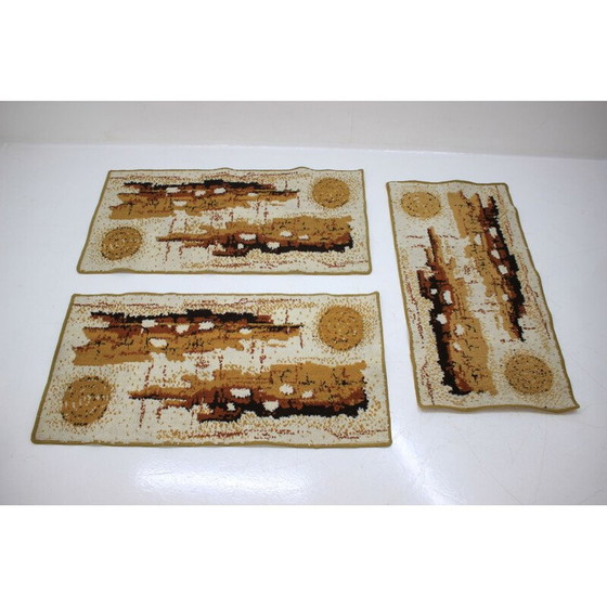 Image 1 of Set van 3 vintage tapijten van synthetische stof, Tsjecho-Slowakije 1980