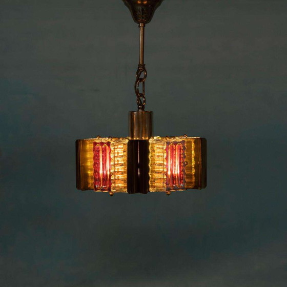 Image 1 of Deens design eyecatcher hanglamp Parelmoer glas & messing