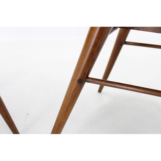 Image 1 of Paar vintage kuipstoelen in hout en groene Boucle stof, Tsjecho-Slowakije 1960