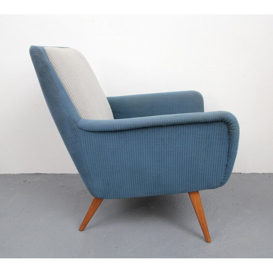 Image 1 of Mid Century fauteuil in stof en kersenhout - 1950