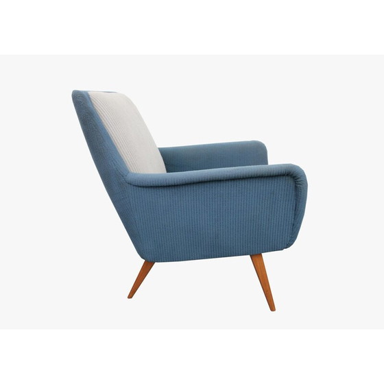 Image 1 of Mid Century fauteuil in stof en kersenhout - 1950