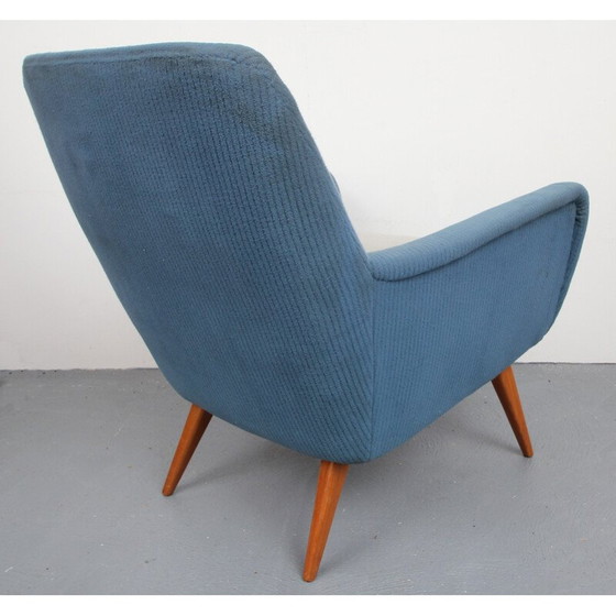 Image 1 of Mid Century fauteuil in stof en kersenhout - 1950