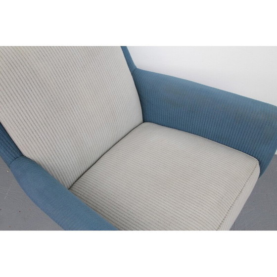 Image 1 of Mid Century fauteuil in stof en kersenhout - 1950