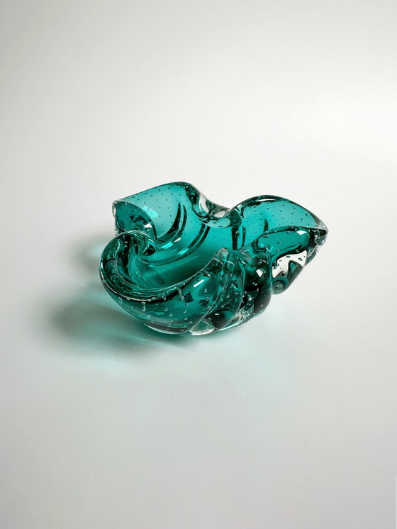 Image 1 of Vintage Murano Bullicante Asbak Mint Groen Beryl Bellen 70s 60s