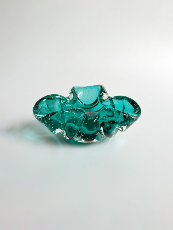 Image 1 of Vintage Murano Bullicante Asbak Mint Groen Beryl Bellen 70s 60s