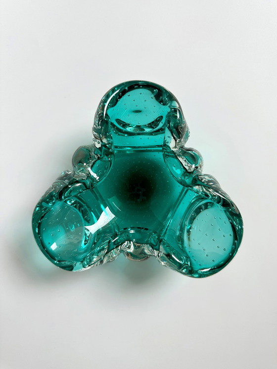 Image 1 of Vintage Murano Bullicante Asbak Mint Groen Beryl Bellen 70s 60s