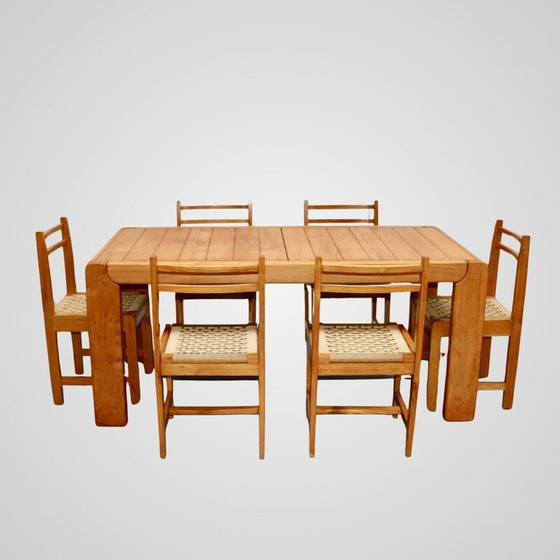 Image 1 of Vintage uittrekbare tafel van iepenhout, Frankrijk 1960