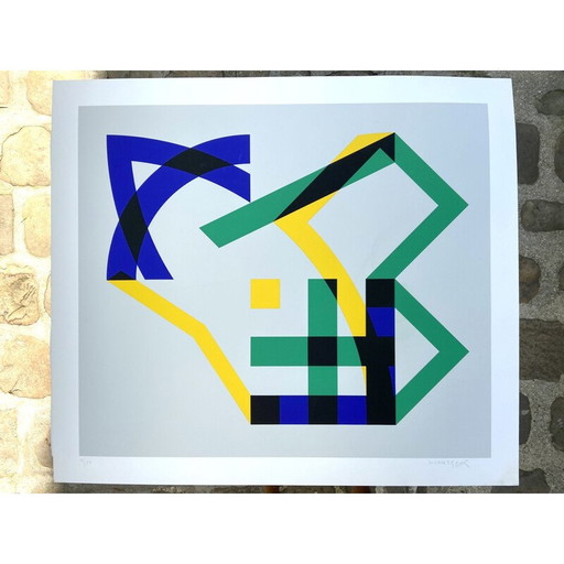 Vintage litho met de hand gesigneerd en genummerd door Gottfried Honegger, 1990