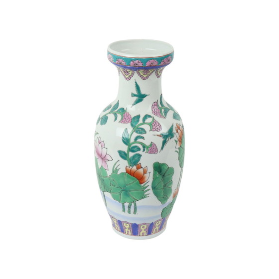 Image 1 of Vintage Chinese Vaas Waterlelies Porselein