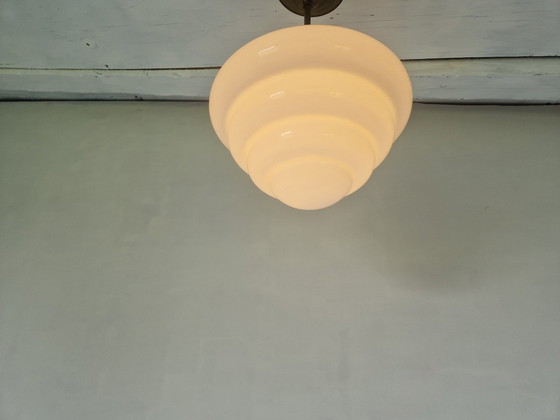 Image 1 of Art Deco Opaline "Michelin" Hanglamp