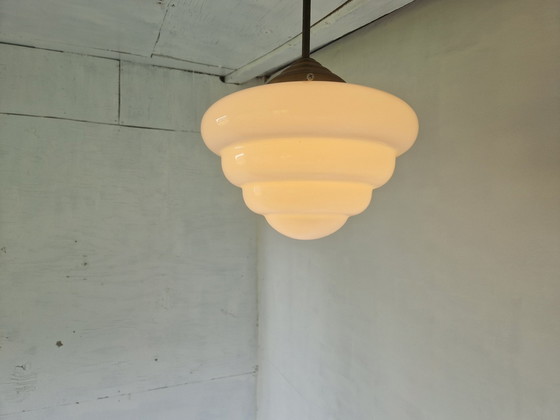 Image 1 of Art Deco Opaline "Michelin" Hanglamp