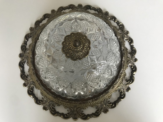 Image 1 of Plafonnière Hollywood Regency Messing Kristal - Made In Spain