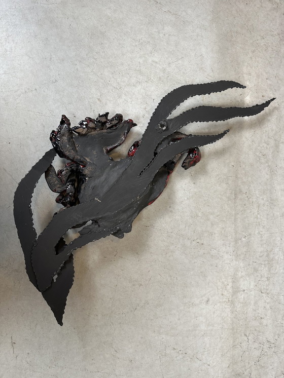 Image 1 of Vintage keramische wanddecoratie - maanvis