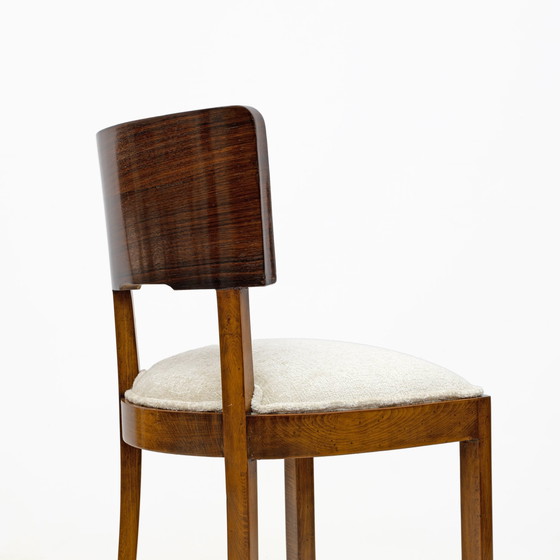 Image 1 of Zes Art Deco Italiaanse Walnoten Eetkamerstoelen, jaren 1930