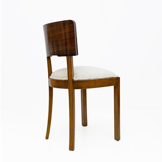 Image 1 of Zes Art Deco Italiaanse Walnoten Eetkamerstoelen, jaren 1930