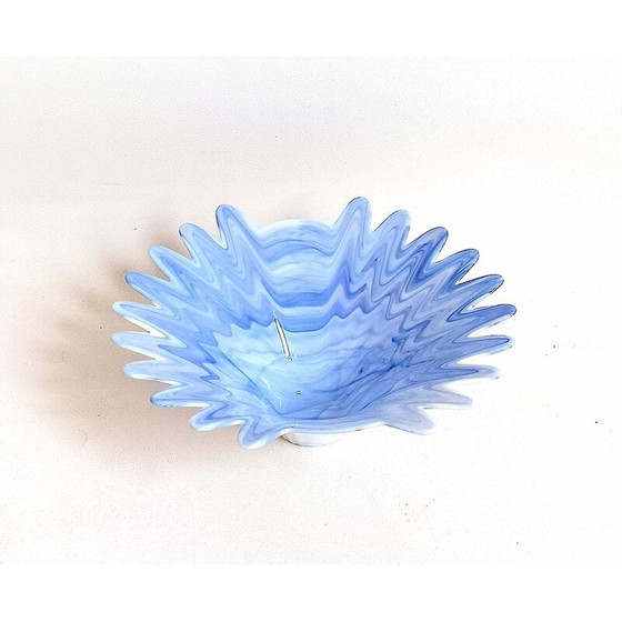 Image 1 of Vintage blauw en wit opaline Murano glazen kom, 1960