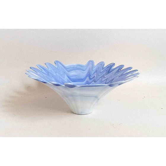 Image 1 of Vintage blauw en wit opaline Murano glazen kom, 1960