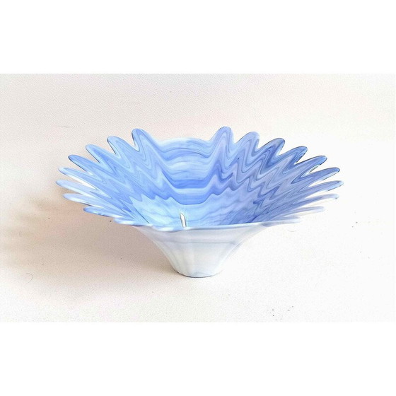 Image 1 of Vintage blauw en wit opaline Murano glazen kom, 1960