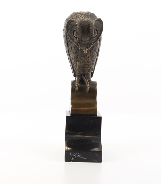 Image 1 of Minerva uil art deco bronzen beeld