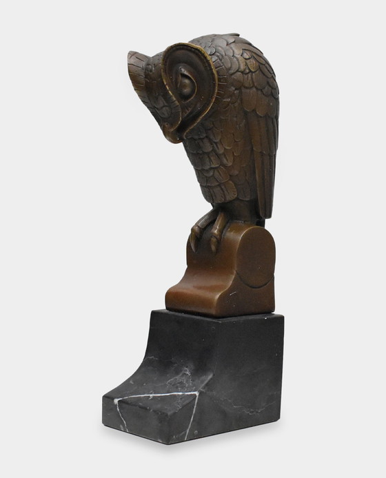 Image 1 of Minerva uil art deco bronzen beeld