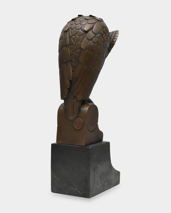 Image 1 of Minerva uil art deco bronzen beeld