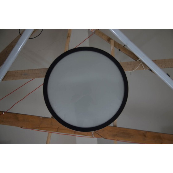 Image 1 of Vintage zwart-witte kroonluchter in glas en metaal, Tsjecho-Slowakije 1960