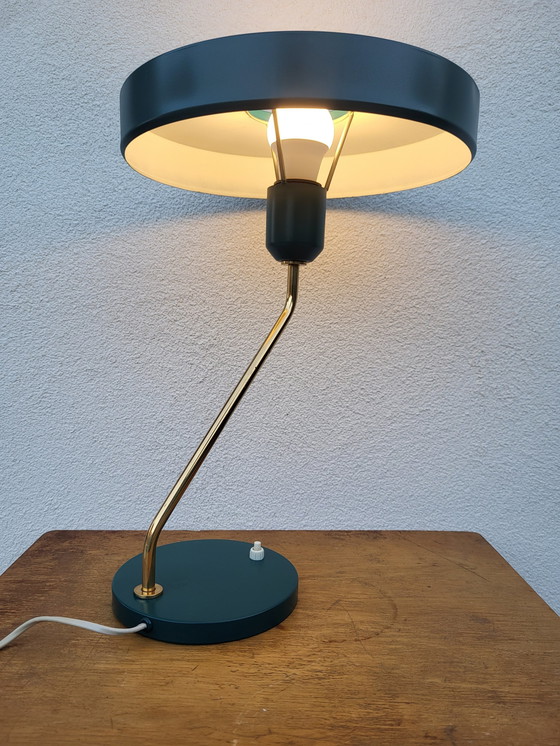 Image 1 of Vintage Louis Kalff Bureaulamp, Model Romeo, Jaren1960, Groen, Nederland