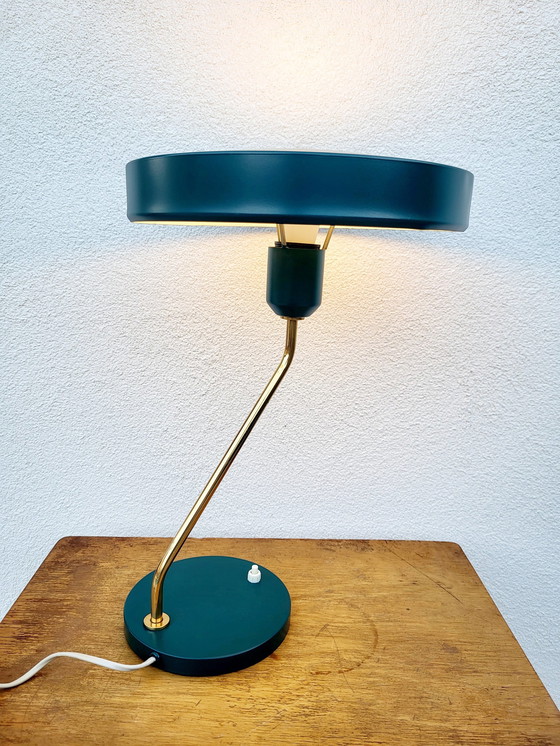 Image 1 of Vintage Louis Kalff Bureaulamp, Model Romeo, Jaren1960, Groen, Nederland