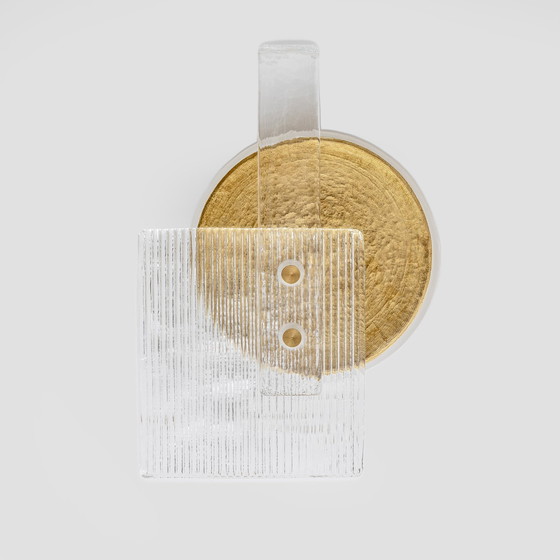 Image 1 of Paar Art Deco Murano glazen wandlampen met gouden textuur, Italië, 21ste eeuw