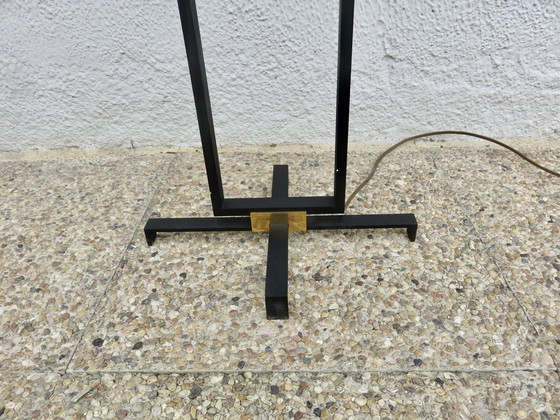 Image 1 of Maison Arlus vloerlamp, Frankrijk, 1960, Perspex, Verchroomd messing, Zwart gelakt metaal