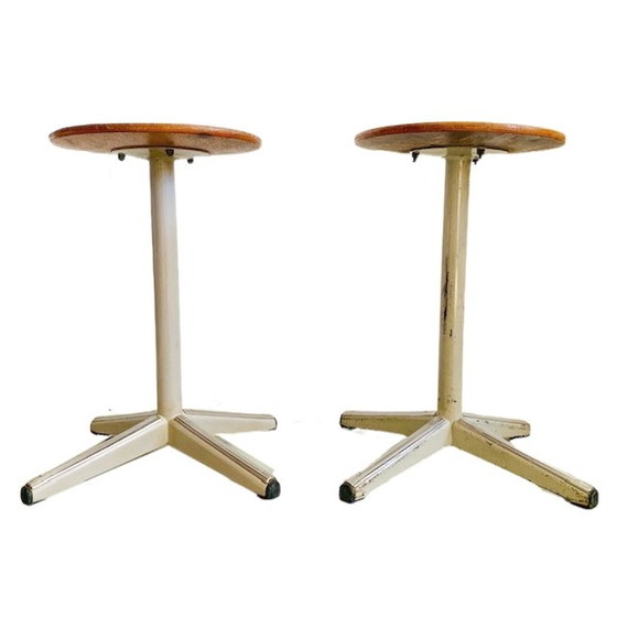 Image 1 of Set vintage industriële krukjes 1960's
