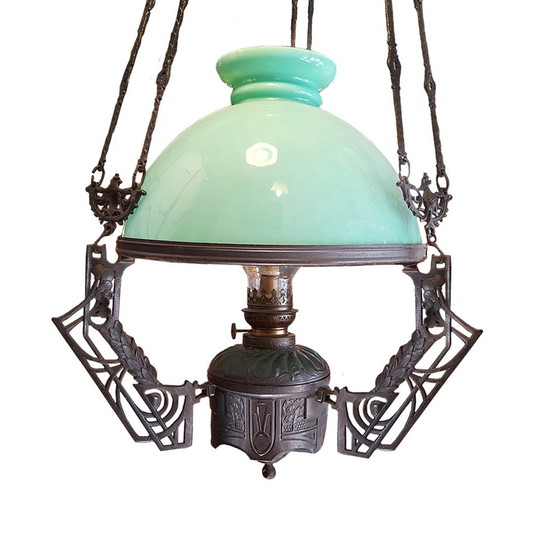 Image 1 of Art Nouveau Verstelbaar Tegengewicht Olie Hanglamp