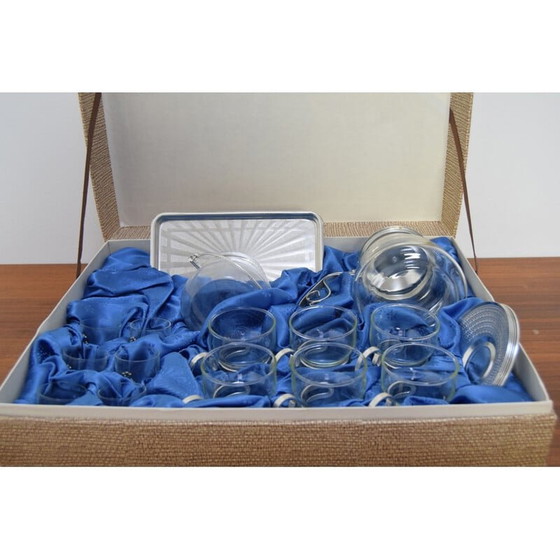 Image 1 of Set vintage glazen en metalen keukenglazen, Tsjecho-Slowakije 1960