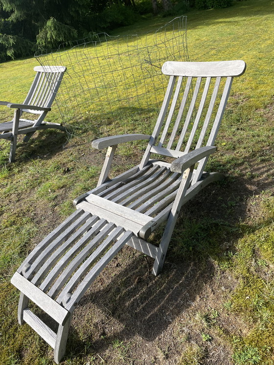 Image 1 of 2x Teakhouten deckchairs merk queen mary