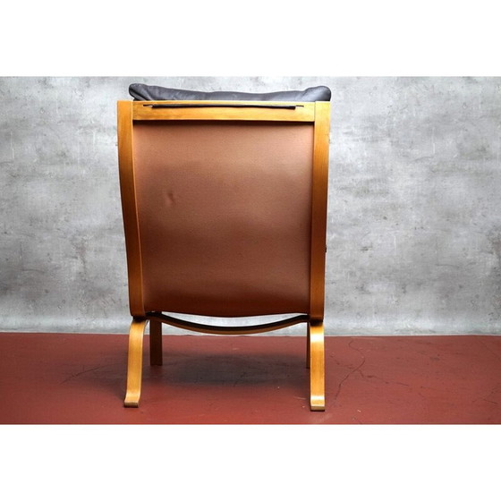 Image 1 of Vintage fauteuil in hout en anilineleer van Ingmar Relling voor Westnofa, Noorwegen 1970