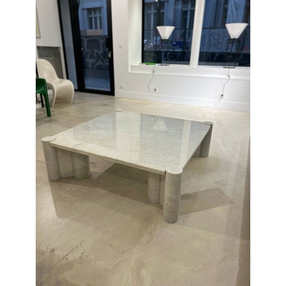 Image 1 of Vintage Jumbo wit marmeren salontafel door Gae Aulenti, Italië 1960