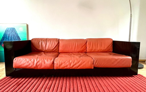 Design Cognac Saratoga 3-Seater Sofa - Massimo & Lella Vignelli For Poltronova, 1964 