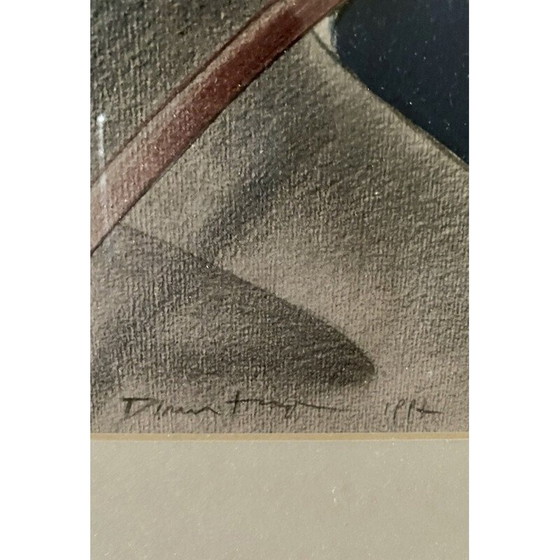 Image 1 of Vintage tekening van Dimitrije Popovic voor houtskool, 1997