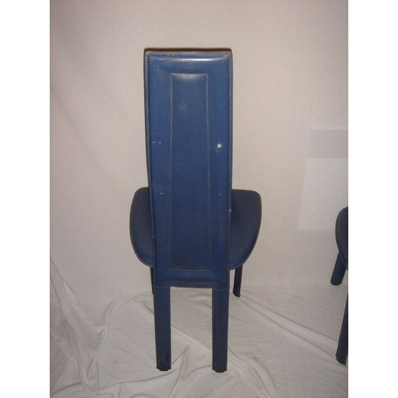 Image 1 of Set van 6 vintage leren stoelen van David Lange, 1980