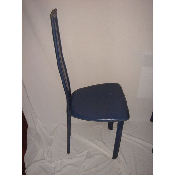 Image 1 of Set van 6 vintage leren stoelen van David Lange, 1980