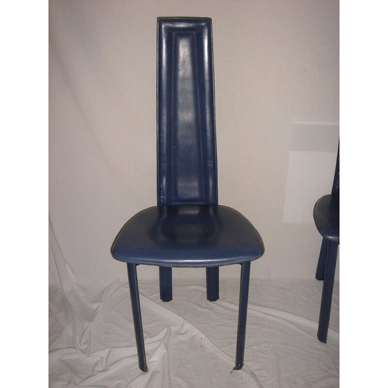 Image 1 of Set van 6 vintage leren stoelen van David Lange, 1980