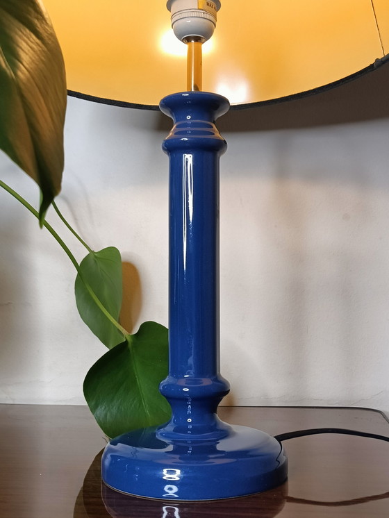 Image 1 of Grote Vintage Keramieken Koningsblauwe Lamp 