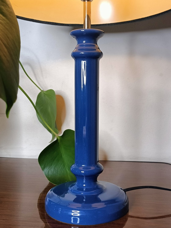 Image 1 of Grote Vintage Keramieken Koningsblauwe Lamp 