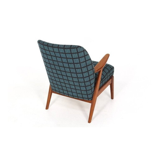 Scandinavische vintage fauteuil in beukenhout en stof, Zweden 1960