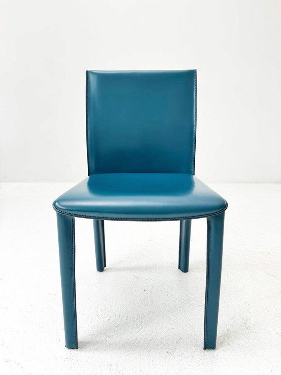 Image 1 of Set van 6 Italiaanse leren stoelen van Arper, jaren 1980